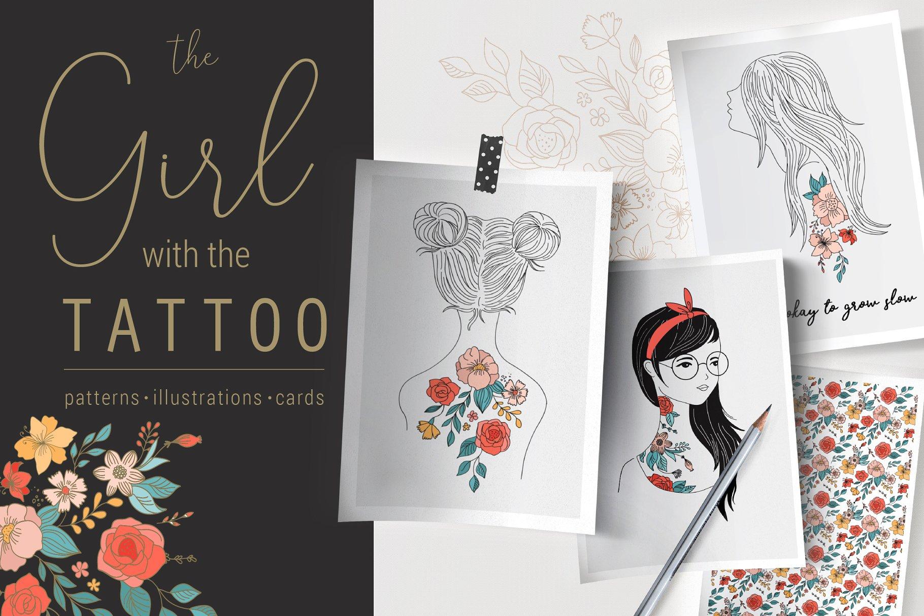 纹身少女矢量剪贴画 The Girl with the Tattoo Collection