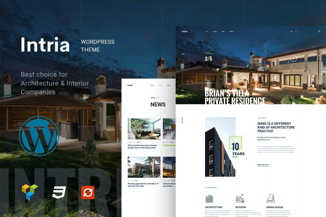 建筑室内公司服务介绍WordPress主题插件 Intria – Architecture and Interior WordPress Theme