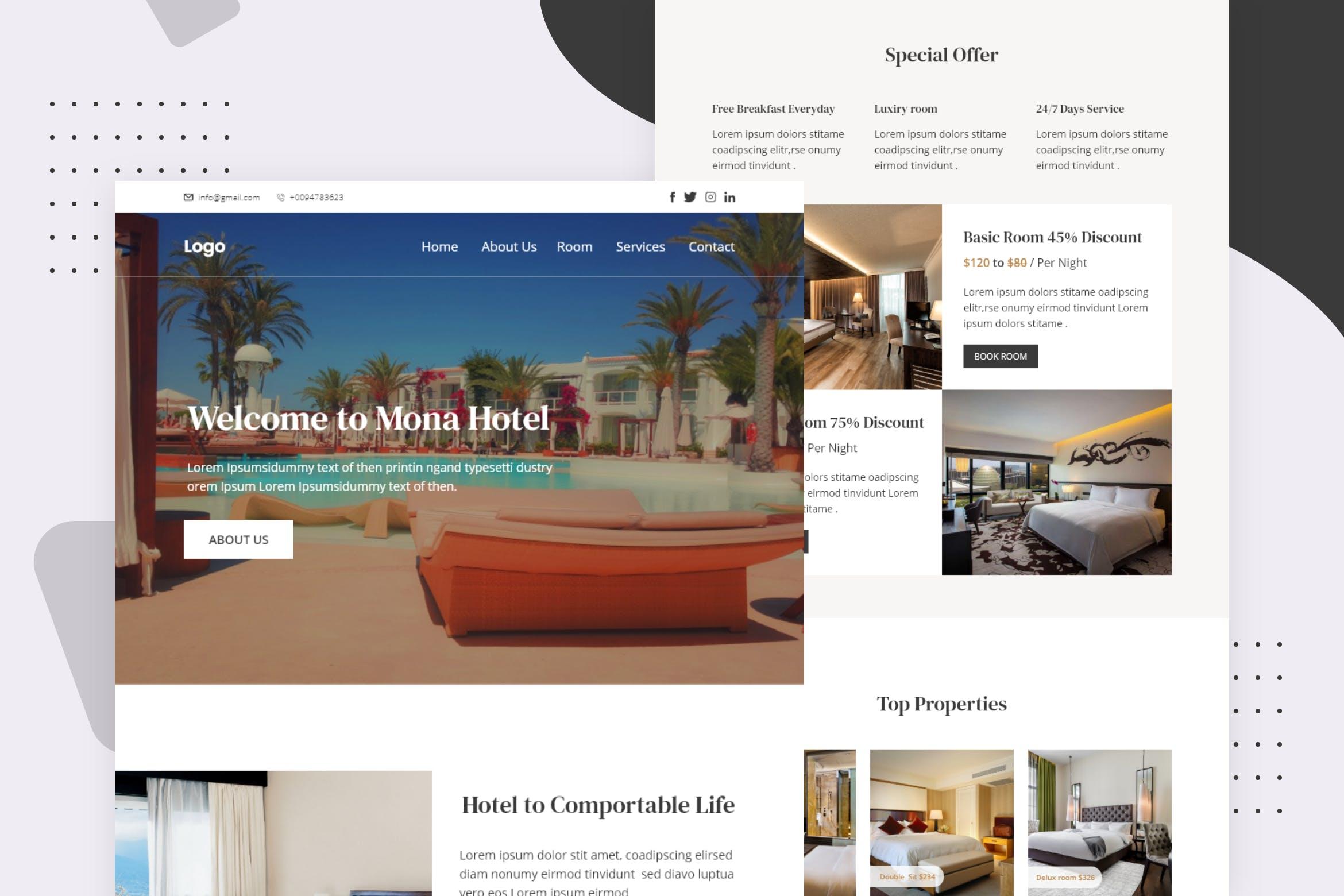 休闲度假酒店推广邮件订阅营销设计模板 Hotel Resort – Email Newsletter