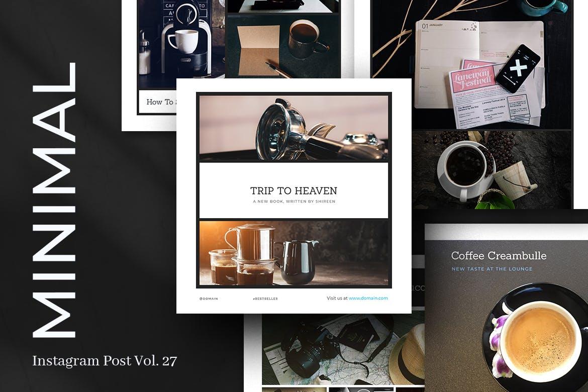 极简主义风格咖啡品牌社交推广Instagram帖子设计模板v27 Minimal Instagram Post Vol. 27