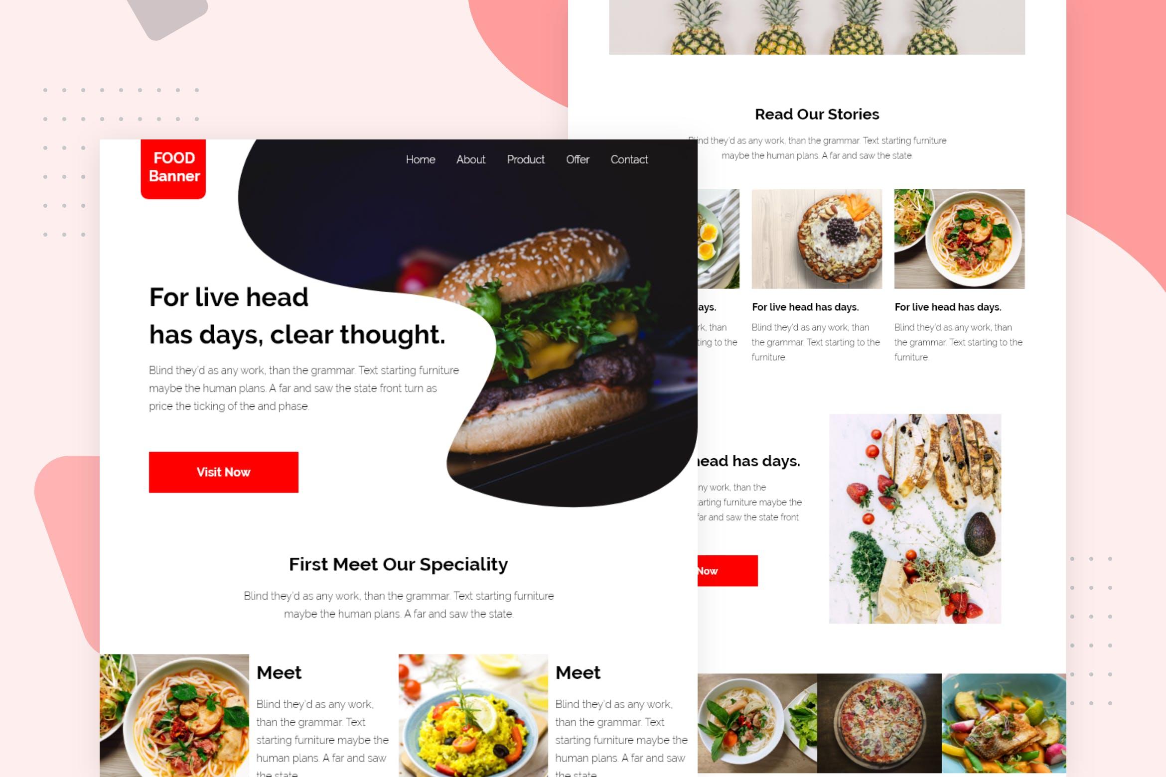 美食餐厅网站邮件订阅推广设计模板 Food Banner – Email Newsletter