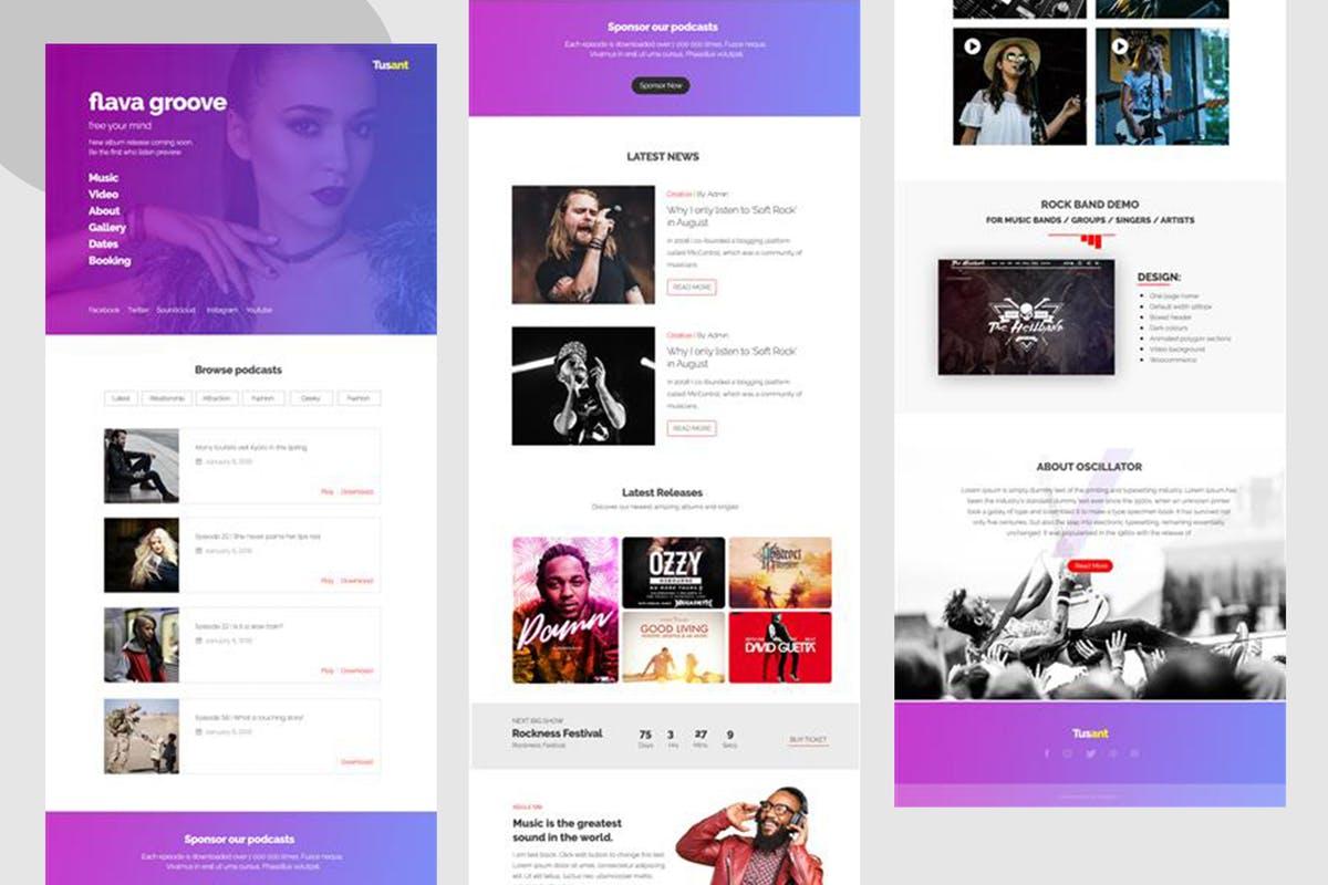 播客&音乐主题EDM推广邮件设计模板 Tusant – a Podcast & Music Email Newsletter