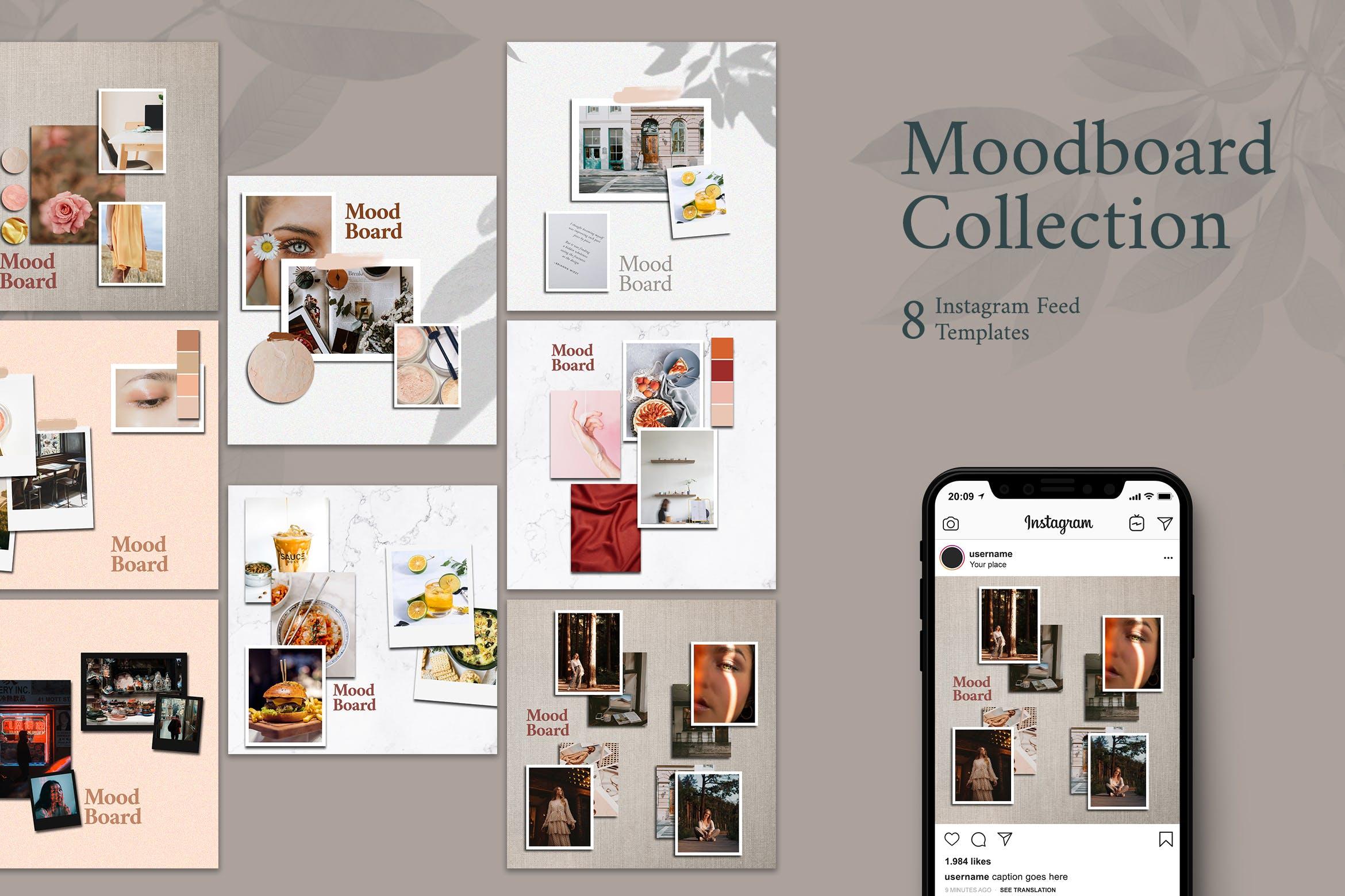 生活方式分享情绪板Instagram帖子模板 Moodboard  – Instagram Post Template