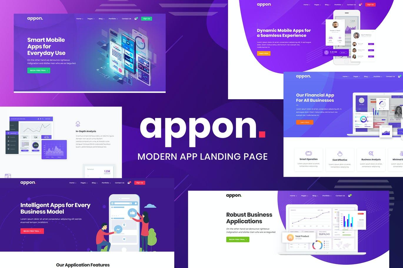 移动应用程序/软件启动网站WordPress插件 Appon – App & SaaS Software WordPress Theme