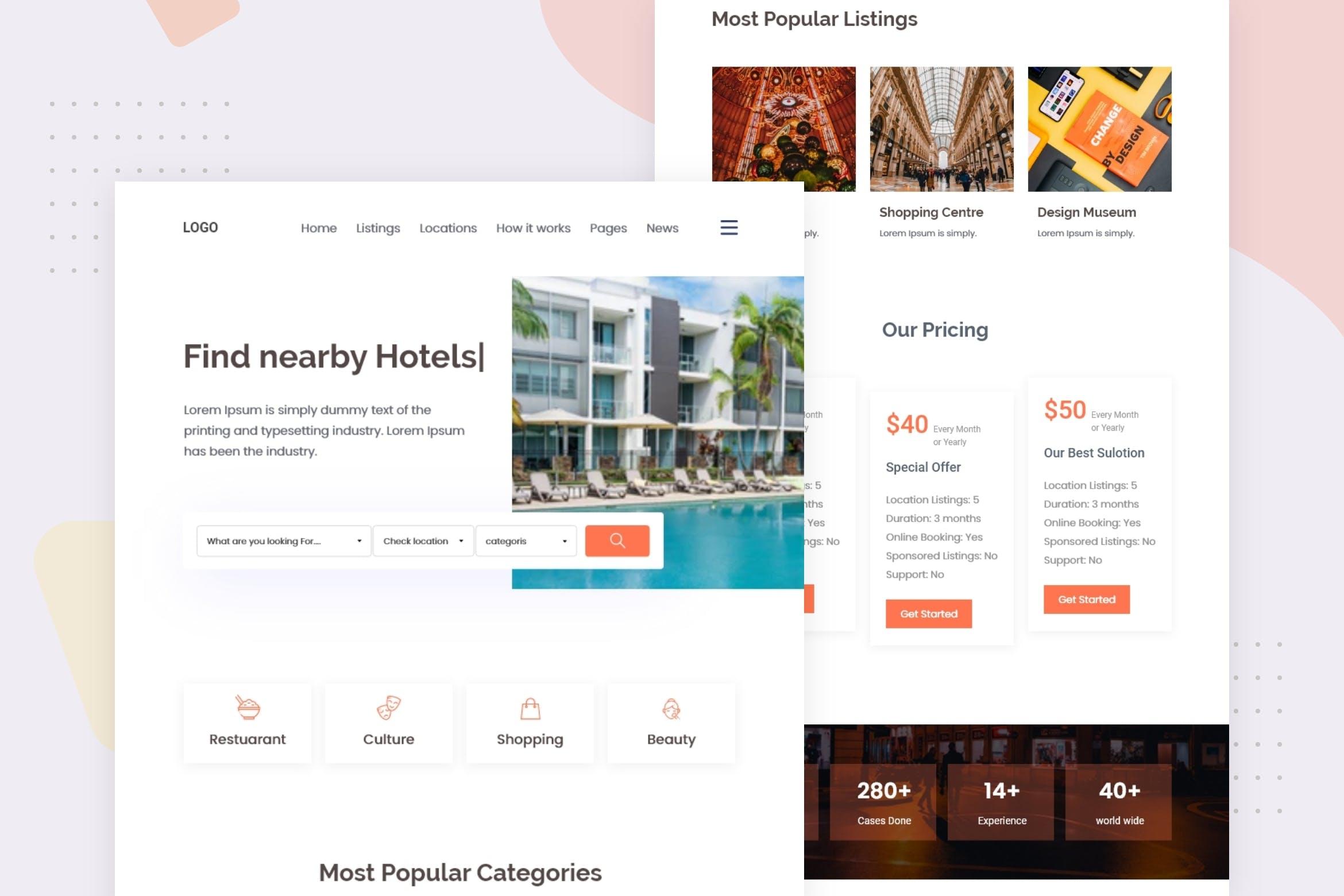 旅行度假酒店邮件订阅设计模板 Directory & Listings – Email Newsletter