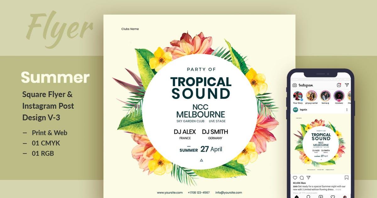热带元素音乐宣传单&Instagram帖子设计模板V-2 Tropical Sound Flyer & Instagram Post Template V-2