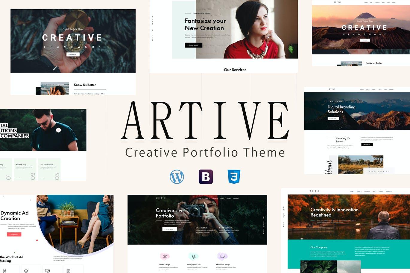 摄影师在线作品展WordPress主题插件 Artive – Creative Portfolio Theme