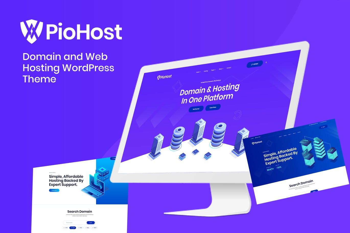 域名虚拟主机/WordPress建站模板 Piohost – Domain Web Hosting Elementor WordPress