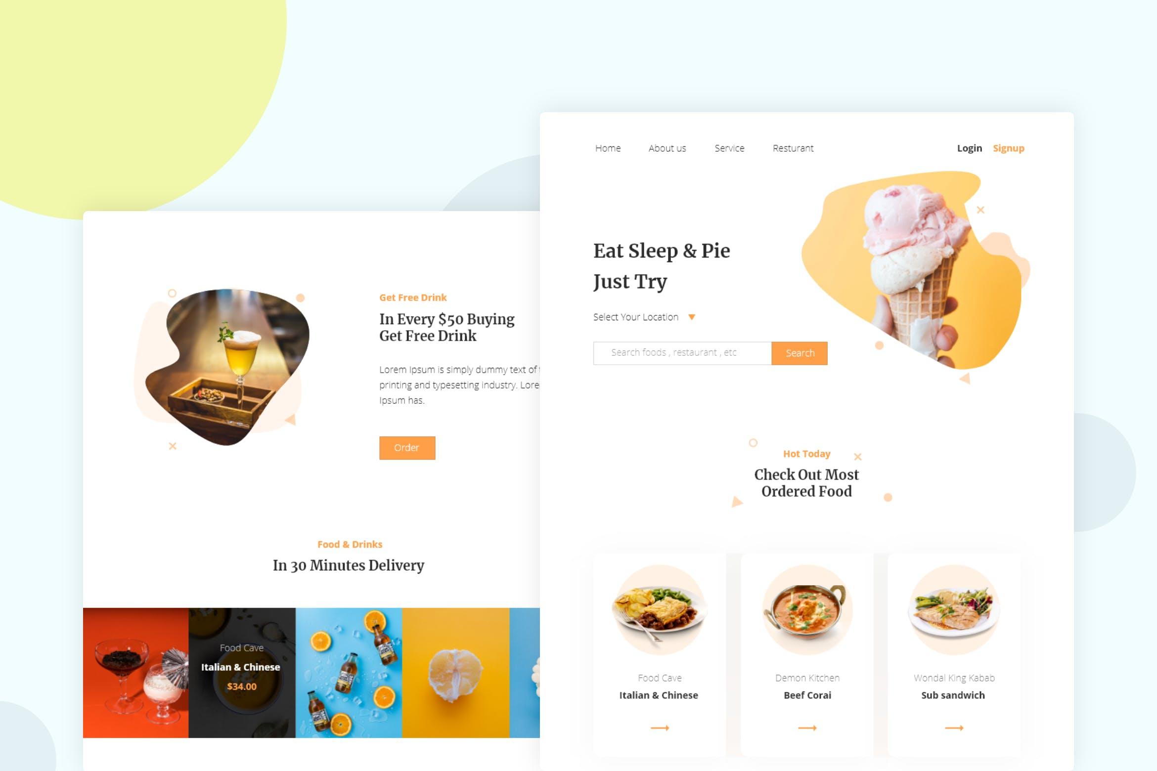 网上订餐主题电子邮件订阅营销设计模板 Online food ordering – Email Newsletter