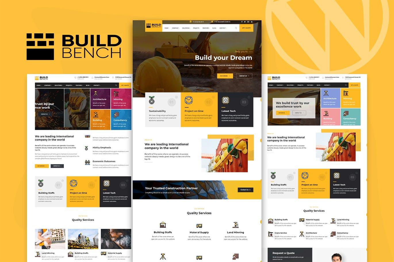 建筑服务/施工业务相关公司WordPress网站插件 Construction Building WordPress Theme – Buildbench