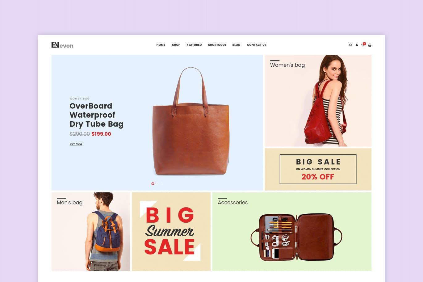 电子商务平台WooCommerce/WordPress主题插件 Evon – Bag Store WooCommerce WordPress Theme