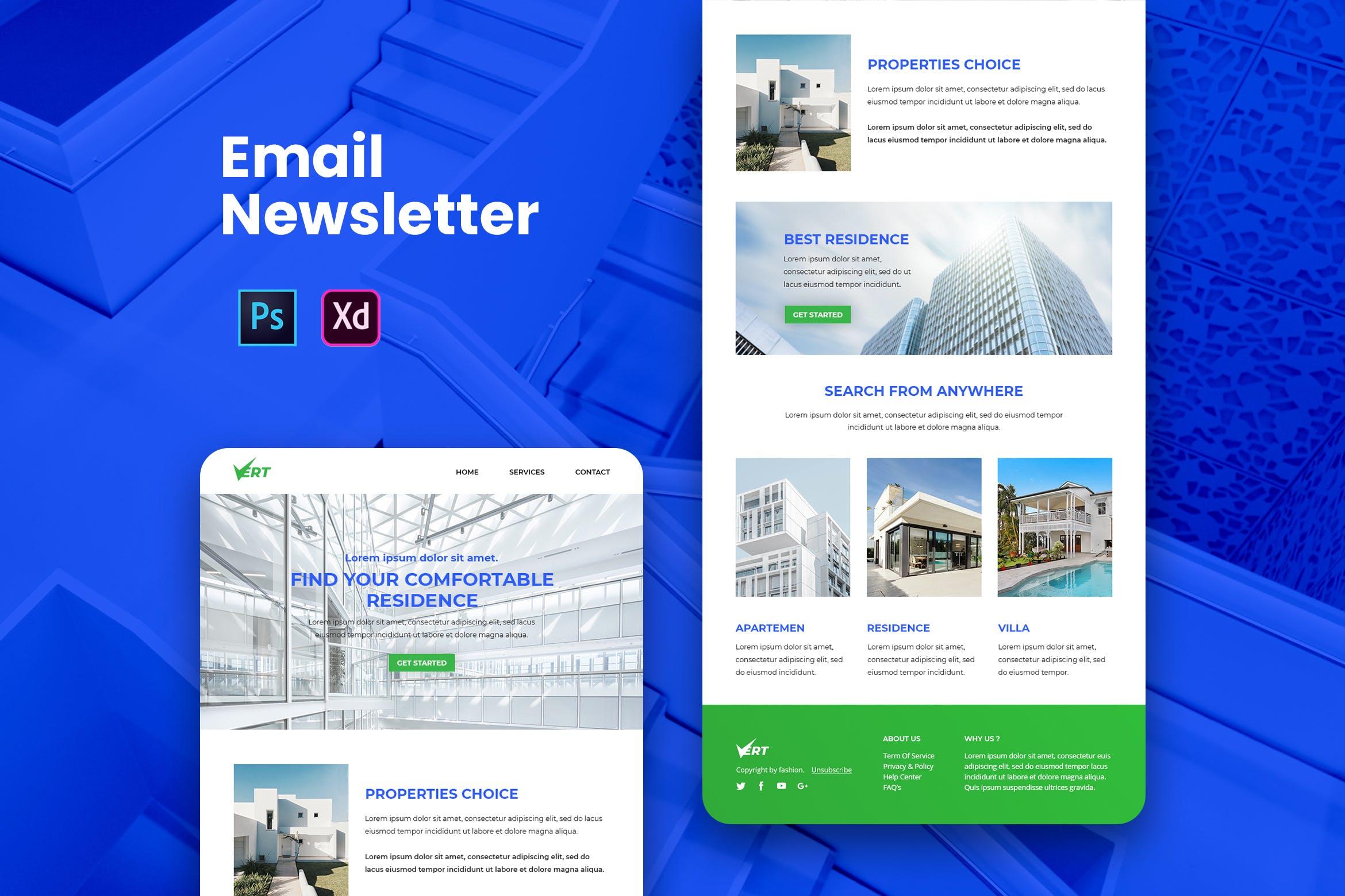 房地产销售网站EDM邮件模板下载 Property Email Newsletter