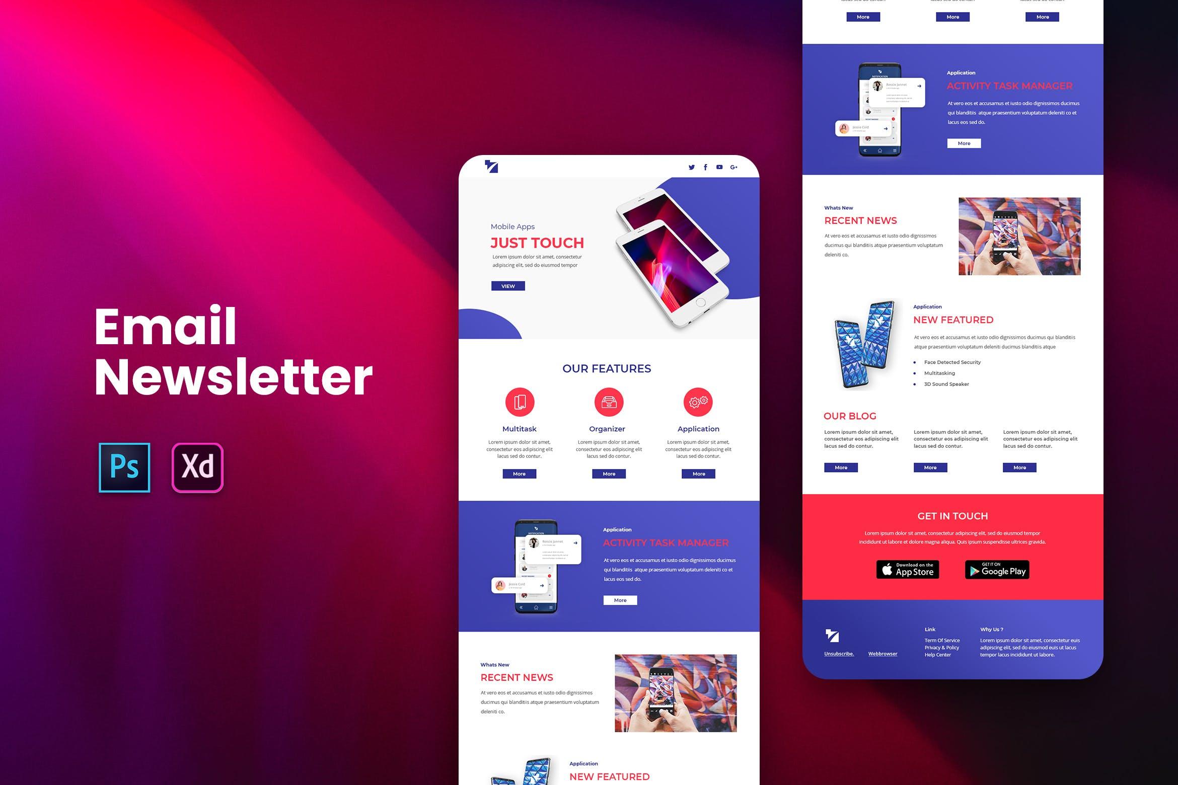 手机品牌网站邮件订阅营销设计模板 Email Newsletter
