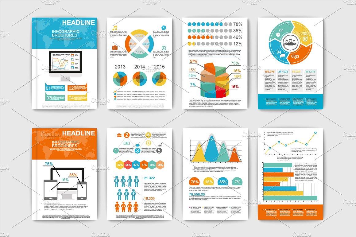 信息图表风格小册子模板 Set of Infographic brochures
