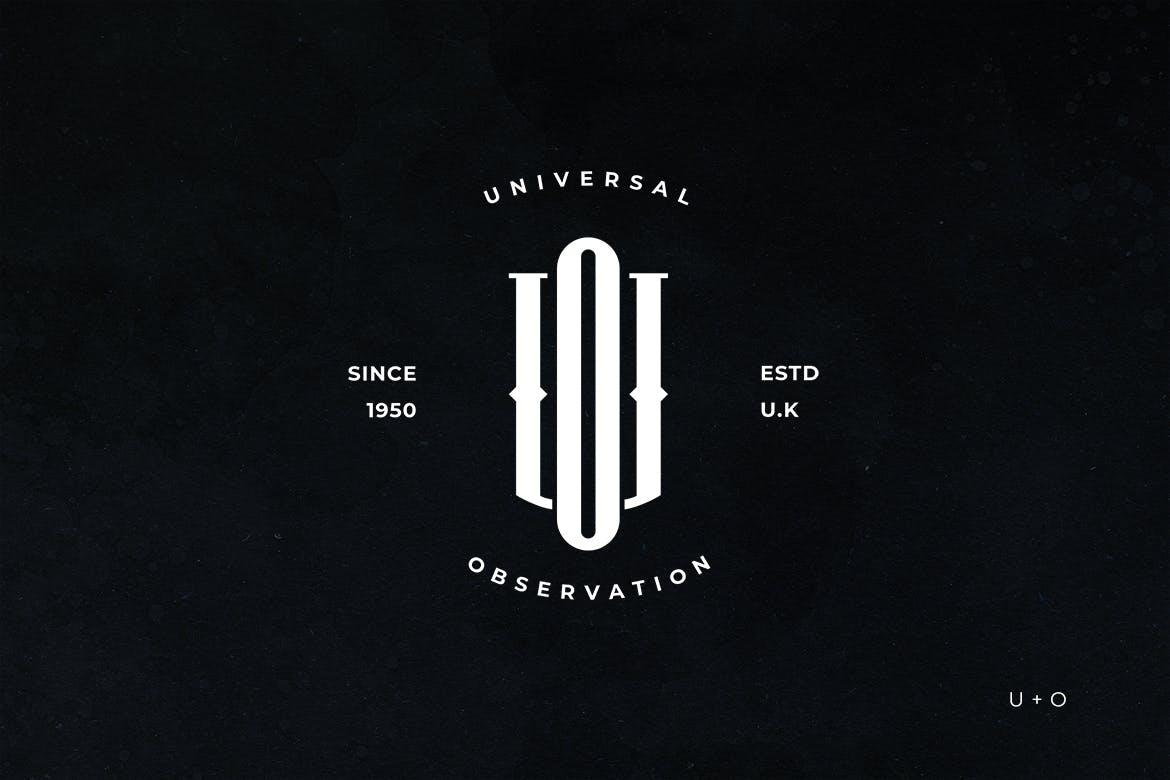 UO字母组合创意Logo设计模板 UO Monogram Logo
