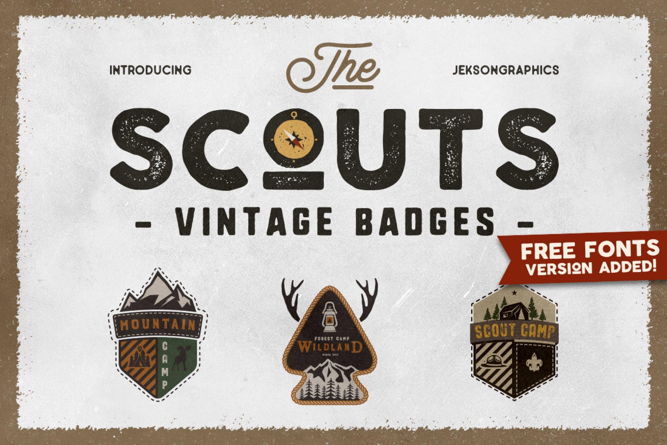 复古童子军/露营/旅行主题徽章设计模板 Retro Scouts Badges / Camping Logos / Travel Patch