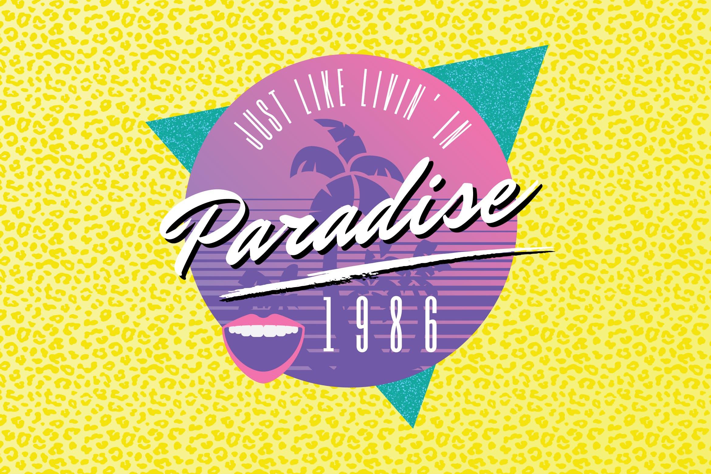 80年代沙滩派对Logo标志设计模板 1980s Beach Party Logo Design