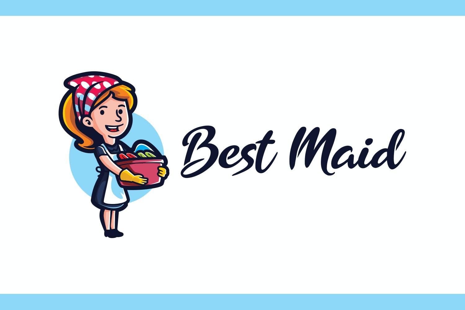清洁保洁女佣服务卡通人物Logo设计模板v4 Best Maid – Maid Service and Housekeeping Logo