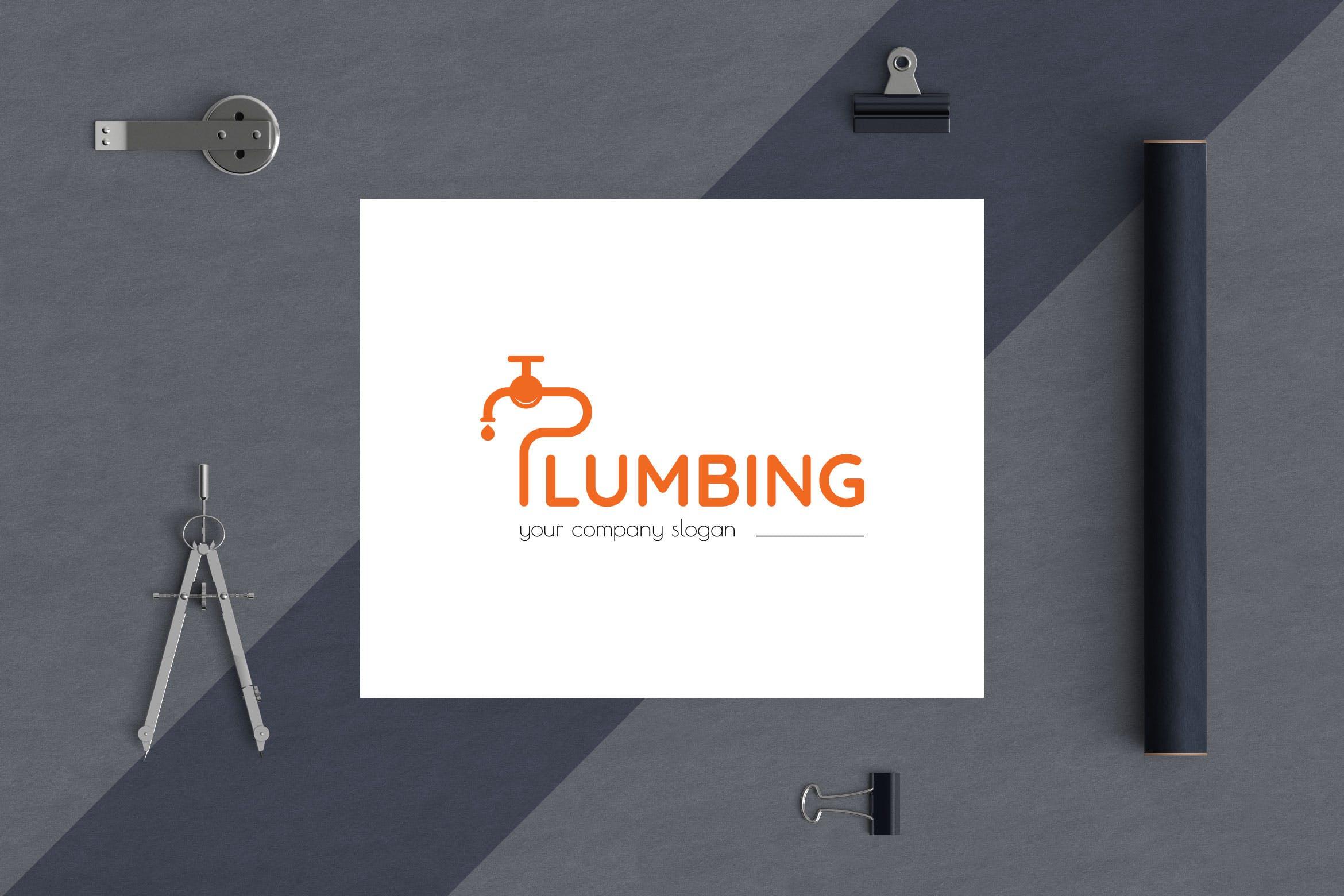 字母P图形供水设施品牌Logo设计模板 Plumbing Business Logo Template