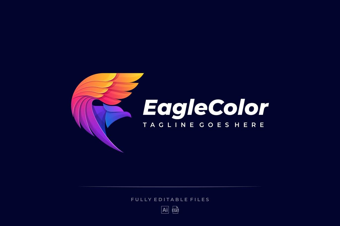 抽象飞鹰彩色Logo标志设计模板 Abstract Flying Eagle Colorful Logo Template