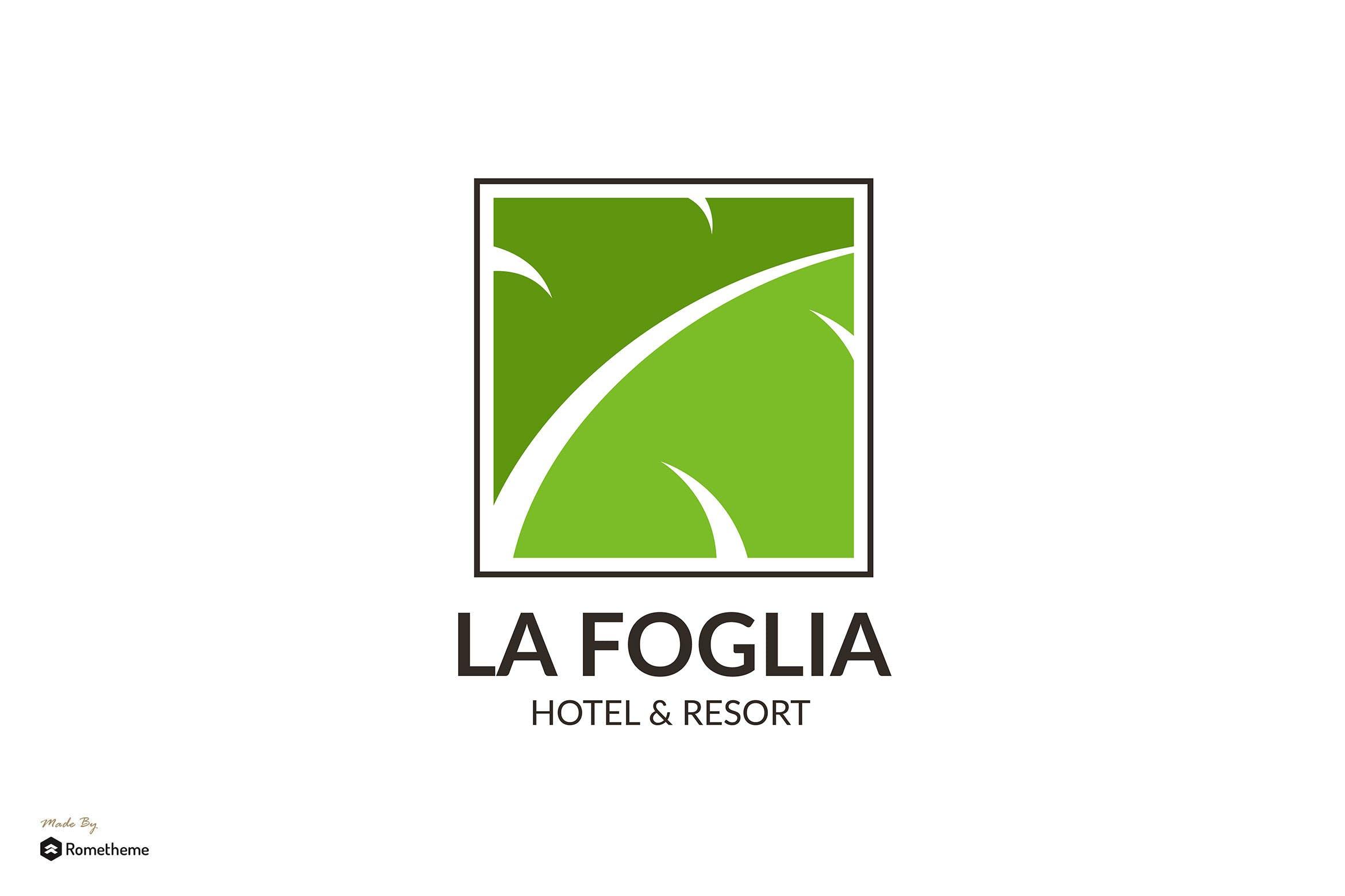 酒店和度假村Logo标志设计模板 La Foglia – Hotel & Resort Logo Template RB