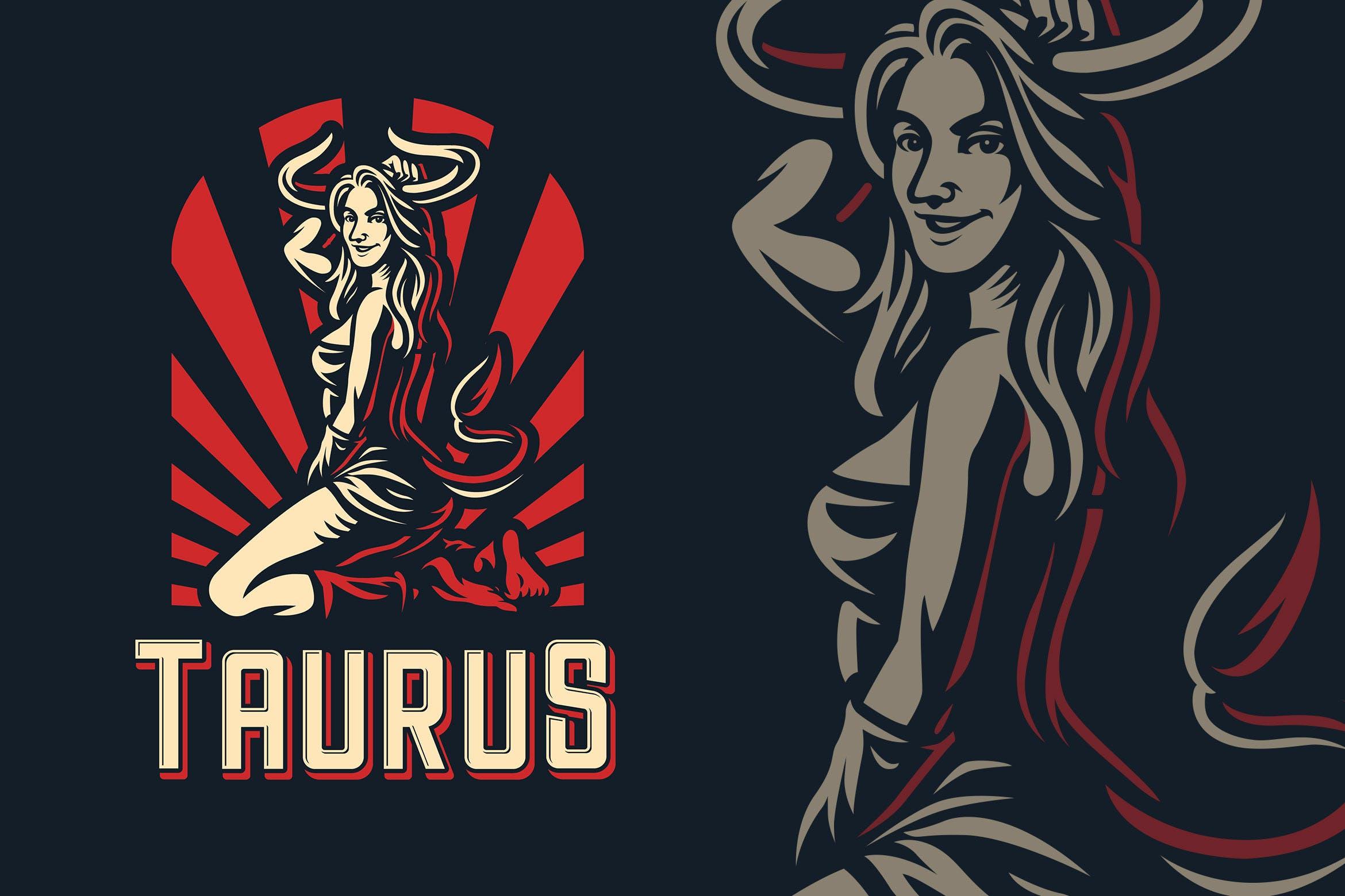 十二星座Logo标志模板-金牛座 Taurus Zodiac Sign Logo Template