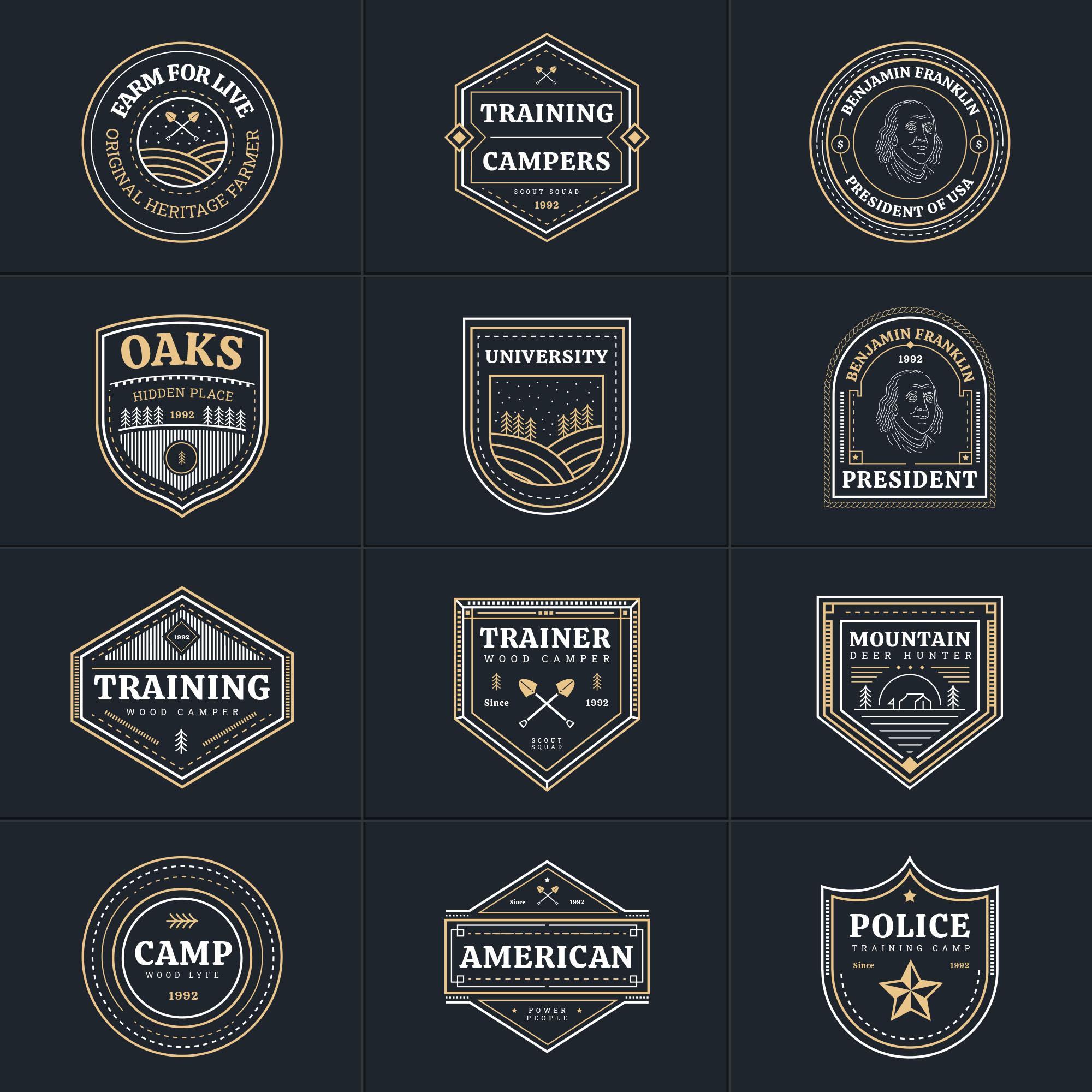 多用途矢量Logo商标效果图样机模板02 Multipurpose Vector Badges Part 02