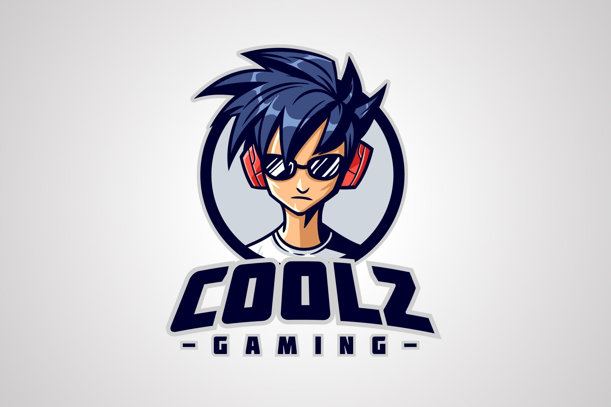 酷炫游戏玩家角色吉祥物Logo标志设计模板 Cool Gamer Character Mascot Logo