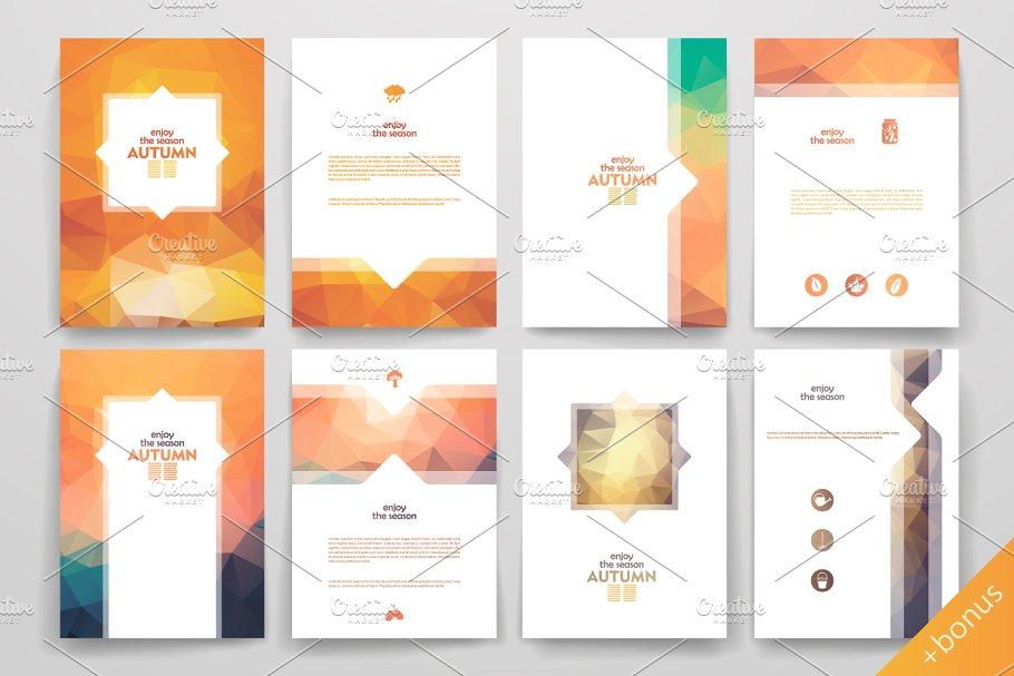 丰收季节秋天主题小册子模板 Set of Autumn brochures