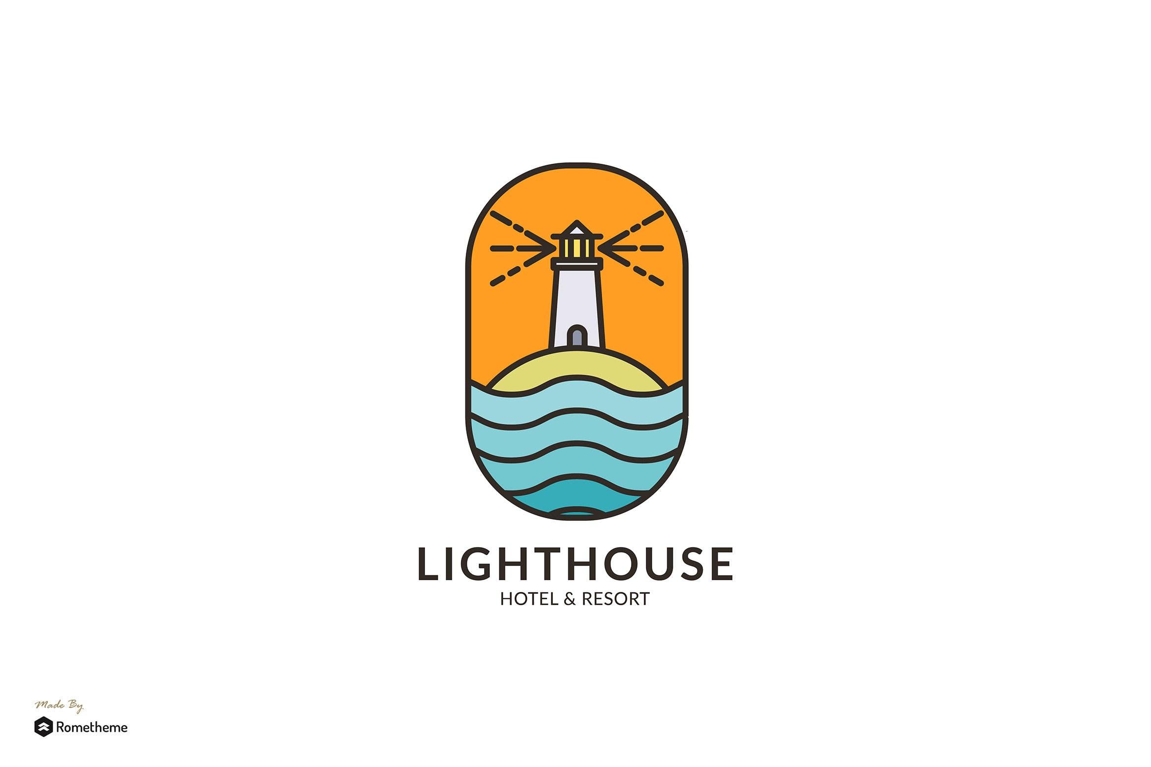 灯塔酒店/度假村商标&品牌Logo设计模板 Lighthouse Hotel & Resort – Logo Template RB