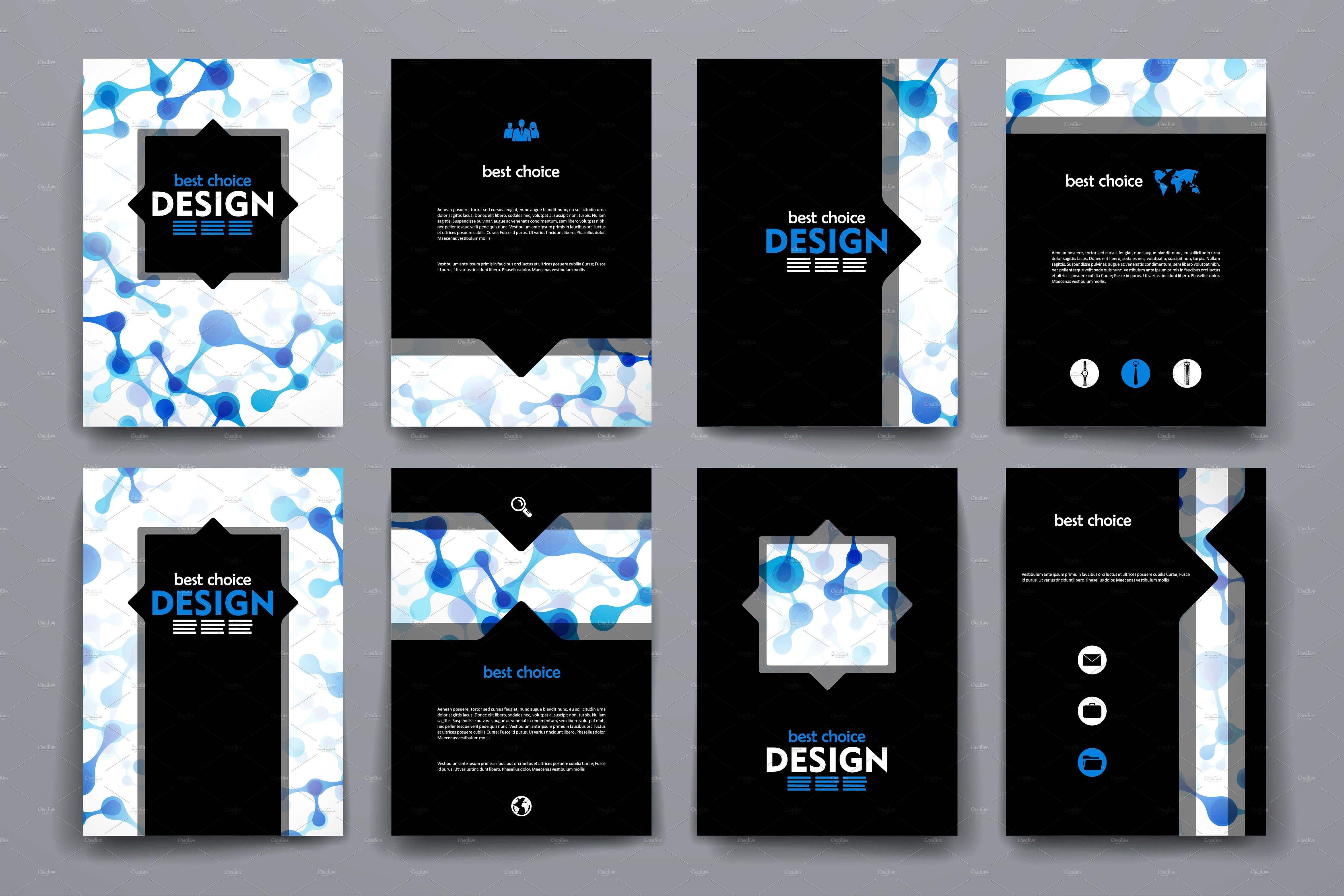 DNA分子结构背景小册子模板 Set of brochures  in DNA style