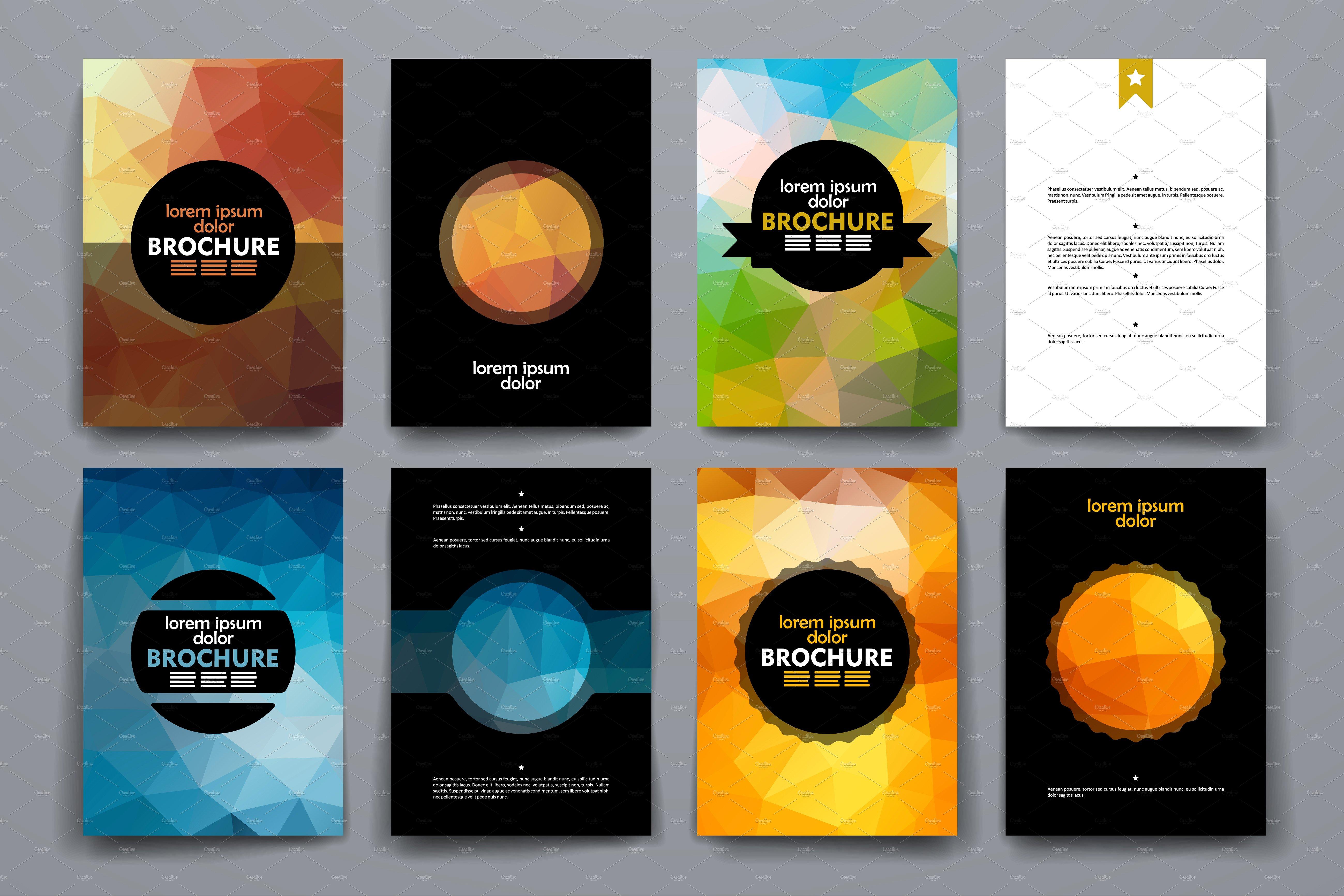 抽象几何图形小册子模板 Geometric Style Brochures.