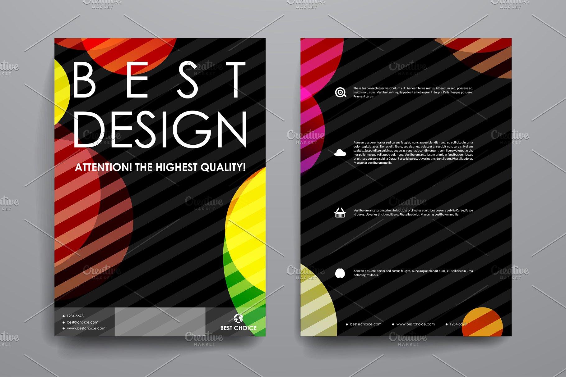 简约黑色底色背景抽象图形小册子模板 Abstract Brochures
